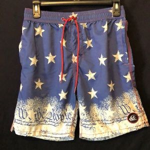 Men’s WaveLife Swim Shorts. VGUC “We the People”Size 28 or Medium.